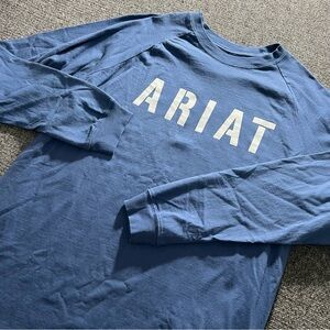 Ariat Rebar Mens Long Sleeve Work T-shirt Blue Size XL /TG Spell Out Workwear